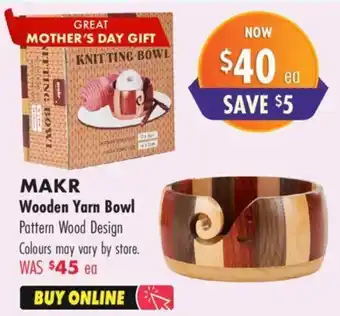 Lincraft MAKR Wooden Yarn Bowl offer