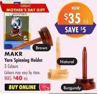 Lincraft MAKR Yarn Spinning Holder 3 Colours offer