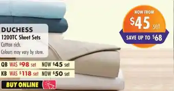 Lincraft DUCHESS 1200TC Sheet Sets offer