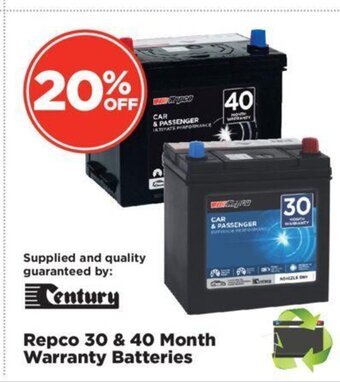 Repco Repco 30 & 40 Month Warranty Batteries offer