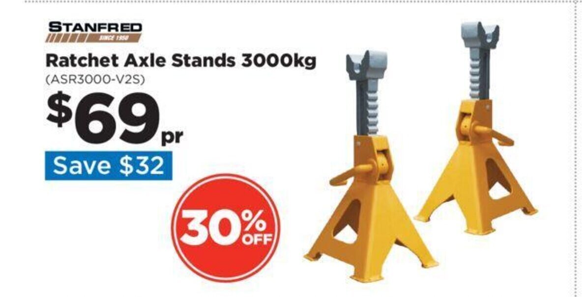 STANFRED Ratchet Axle Stands 3000kg (ASR3000V2S) offer at Repco