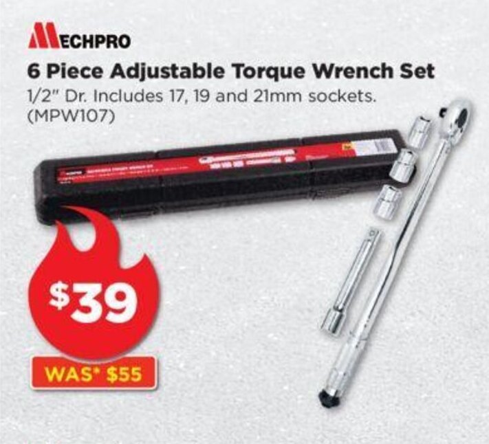 MECHPRO 6 Piece Adjustable Torque Wrench Set offer at Repco