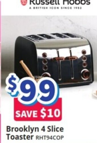 Bi-Rite Russell Hobbs Brooklyn 4 Slice Toaster RHT94COP offer