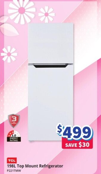 Bi-Rite TCL 198L Top Mount Refrigerator P221TMW offer