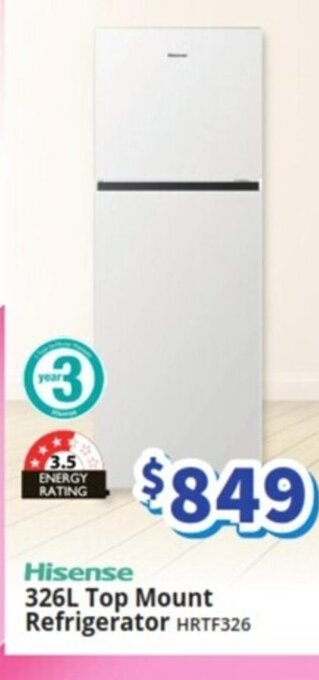 Bi-Rite Hisense 326L Top Mount Refrigerator HRTF326 offer