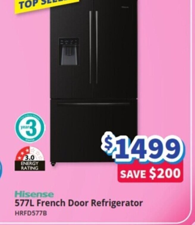 Hisense 577L French Door Refrigerator HRFD577B offer at BiRite