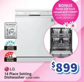 Bi-Rite LG 14 Place Setting Dishwasher XDSB14WH offer