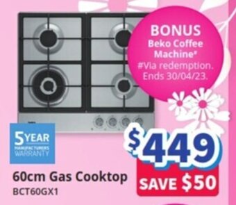 Bi-Rite 60cm Gas Cooktop BCT60GX1 offer