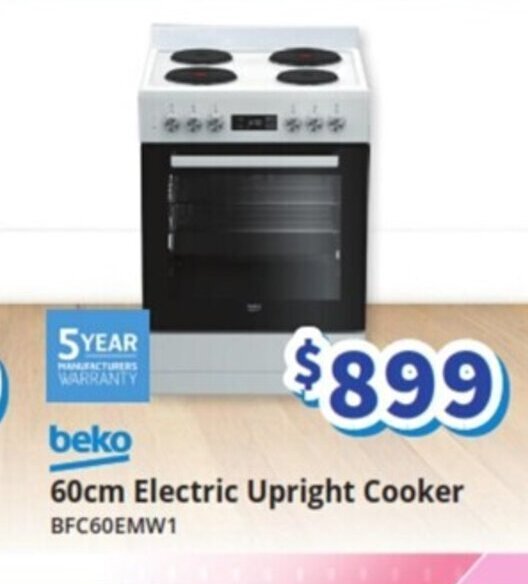 beko 60cm Electric Upright Cooker BFC60EMW1 offer at BiRite