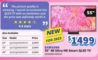 Bi-Rite SAMSUNG 55" 4K Ultra HD Smart QLED TV Q55Q60CAWXXY offer