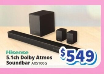 Bi-Rite Hisense 5.1ch Dolby Atmos Soundbar AX5100G offer