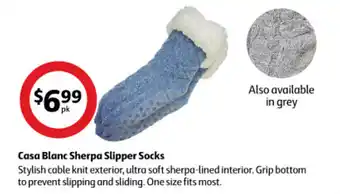 Coles Casa Blanc Sherpa Slipper Socks offer