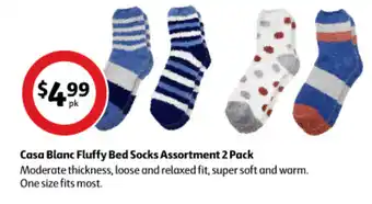 Coles Casa Blanc Fluffy Bed Socks Assortment 2 Pack offer