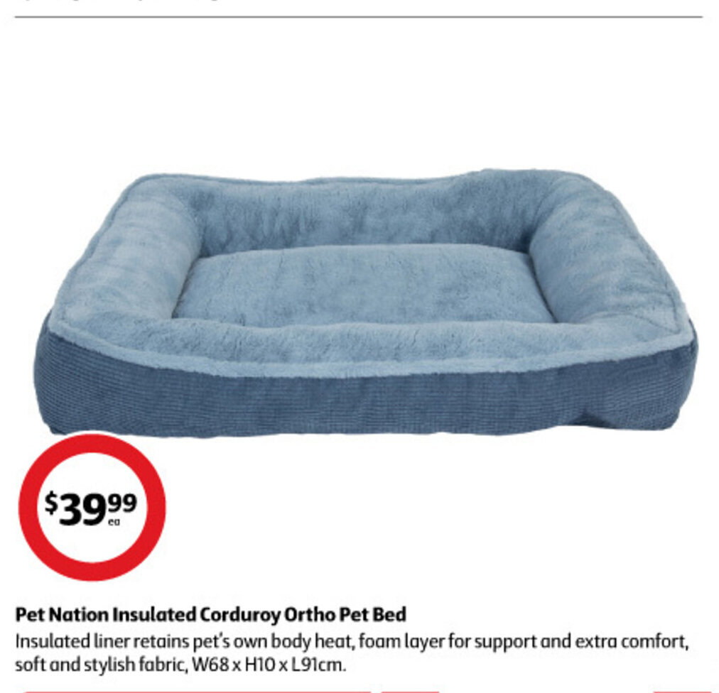 Pet Nation Insulated Corduroy Ortho Pet Bed offer at Coles