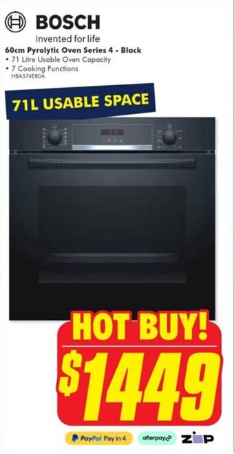 The Good Guys 60cm Pyrolytic Oven Series 4 - Black offer