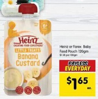 Spar Heinz or Farex Baby Food Pouch 120gm offer