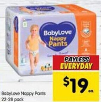 Spar BabyLove Nappy Pants 22-28 pack offer