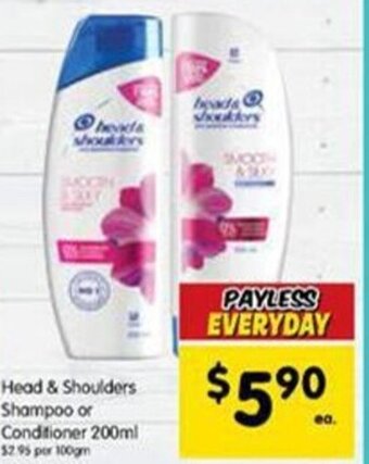 Spar Head & Shoulders Shampoo or Conditioner 200ml offer
