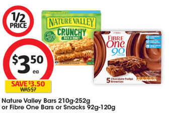 Coles Nature Valley Bars 210g-252g or Fibre One Bars or Snacks 92g-120g offer