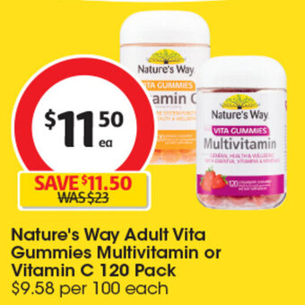 Coles Nature's Way Adult Vita Gummies Multivitamin or Vitamin C 120 Pack offer