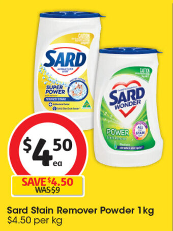Coles Sard Stain Remover Powder 1kg offer