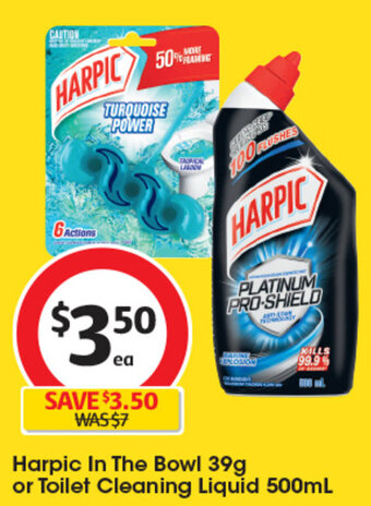 Coles Harpic In The Bowl 39g or Toilet Cleaning Liquid 500mL offer