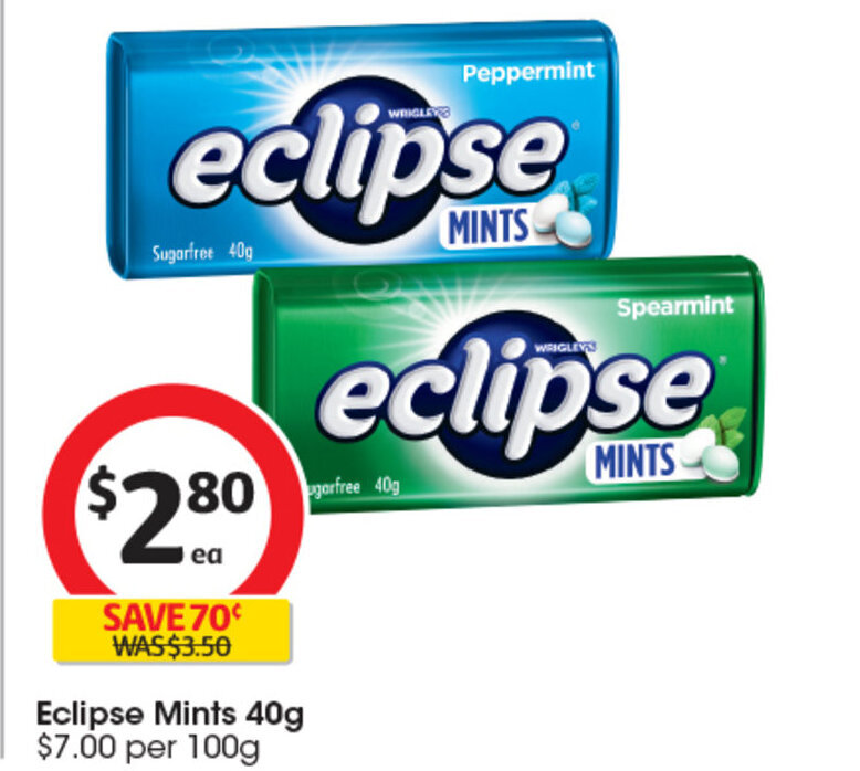 Eclipse Mints 40g offer at Coles