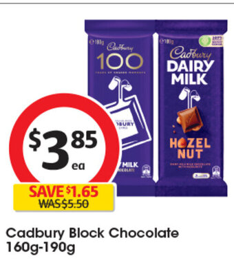 Coles Cadbury Block Chocolate 160g-190g offer
