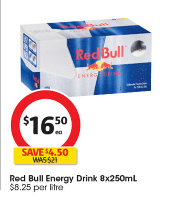 Coles Red Bull Energy Drink 8x250mL offer