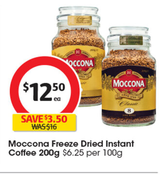 Coles Moccona Freeze Dried Instant Coffee 200g offer