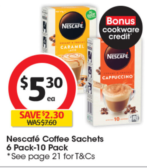 Nescafé Coffee Sachets 6 Pack10 Pack offer at Coles