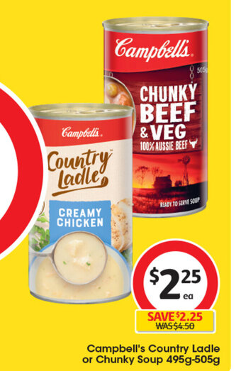 Coles Campbell's Country Ladle or Chunky Soup 495g-505g offer