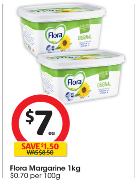 Flora Margarine 1kg offer at Coles