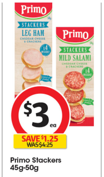 Coles Primo Stackers 45g-50g offer