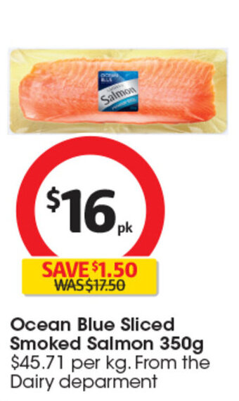 Coles Ocean Blue Sliced Smoked Salmon 350g offer