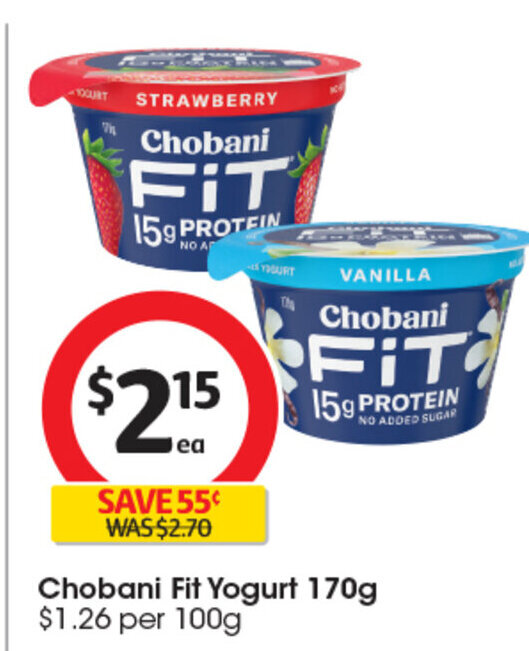 Chobani Fit Yogurt 170g offer at Coles