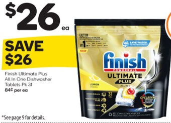 Woolworths Finish Ultimate Plus All in One Dishwasher Tablets Pk 31 offer