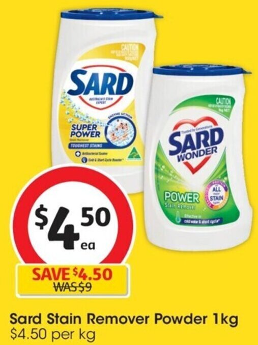 Sard Stain Remover Powder 1kg offer at Coles