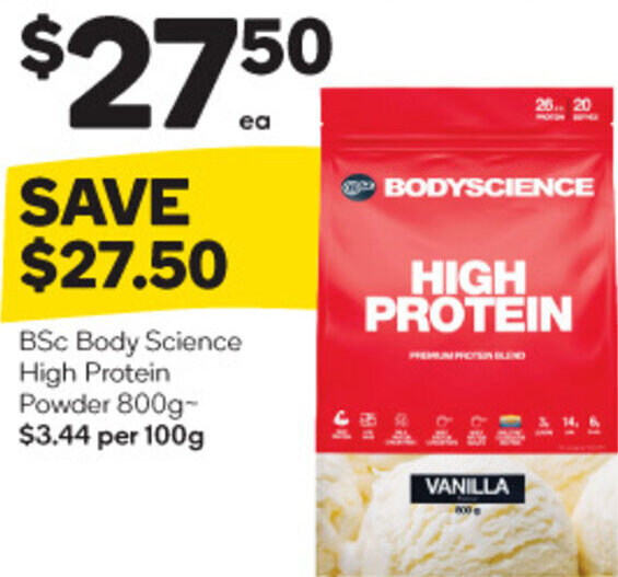 BSc Body Science High Protein Powder 800g offer at Woolworths
