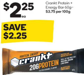 Woolworths Crankt Protein + Energy bar 60g offer