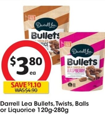 Coles Darrell Lea Bullets, Twists, Balls or Liquorice 120g-280g offer