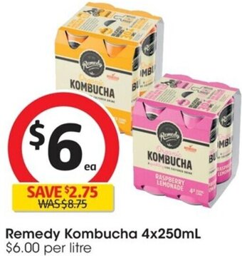 Coles Remedy Kombucha 4x250mL offer