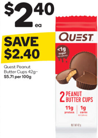 Woolworths Quest Peanut Butter Cups 42g offer