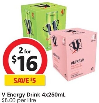 Coles V Energy Drink 4x250mL offer