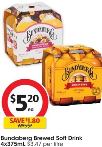 Bundaberg Brewed Soft Drink 4x375mL