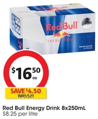 Coles Red Bull Energy Drink 8x250mL offer