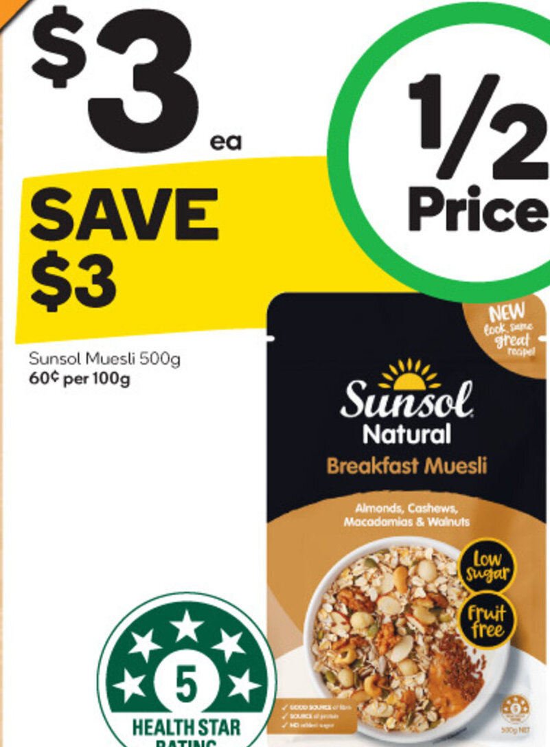 Sunsol Muesli 500g offer at Woolworths