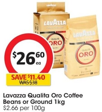 Coles Lavazza Qualita Oro Coffee Beans or Ground 1kg offer