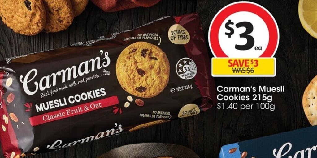 Carman's Muesli Cookies 215g offer at Coles