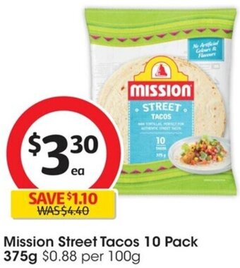 Coles Mission Street Tacos 10 Pack 375g offer
